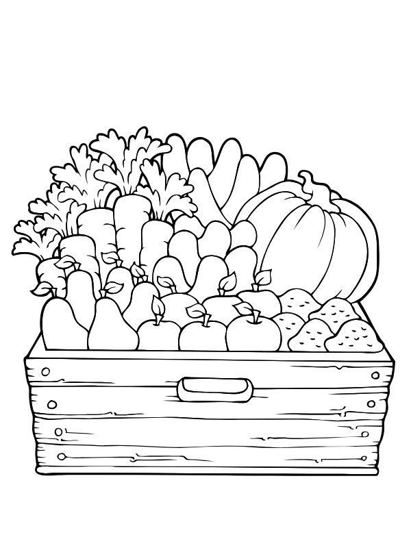 Crate of vegetables Coloring page Crate of vegetables Coloring page