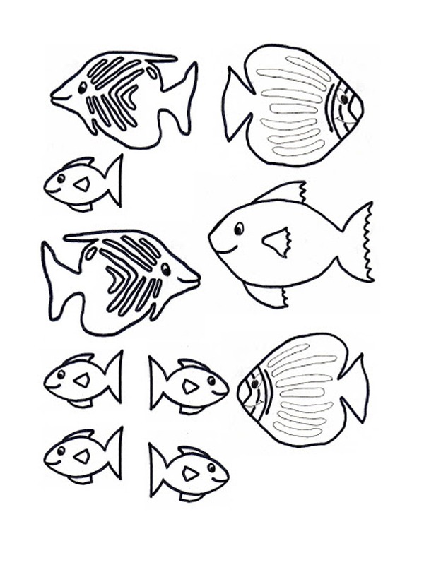 Several Little Fish Coloring page