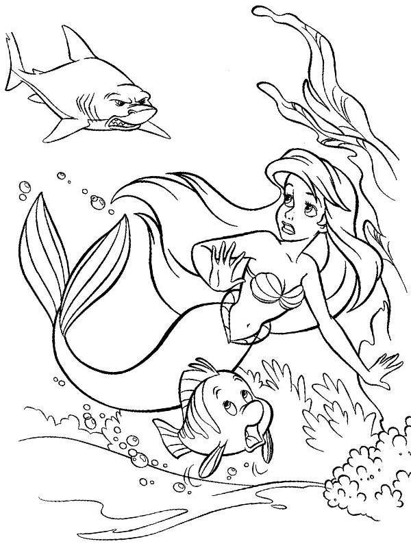 Little mermaid Ariel in danger Coloring page Little mermaid Ariel in danger Coloring page