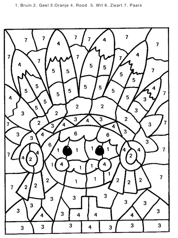 Color by number indian Coloring page