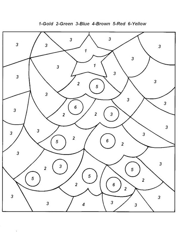 Christmas tree color by number Coloring page