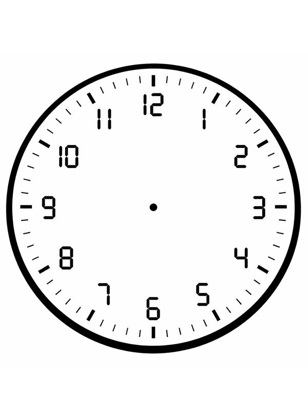 Clock without hands worksheet Coloring page