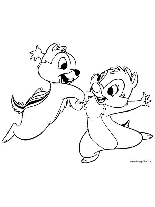 Chip and Dale dance Coloring page Chip and Dale dance Coloring page