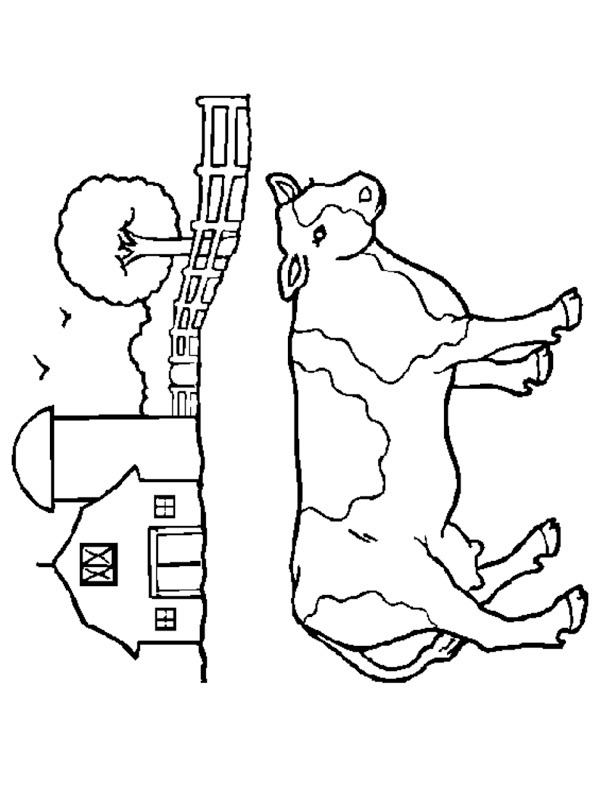 Cow on the farm Coloring page