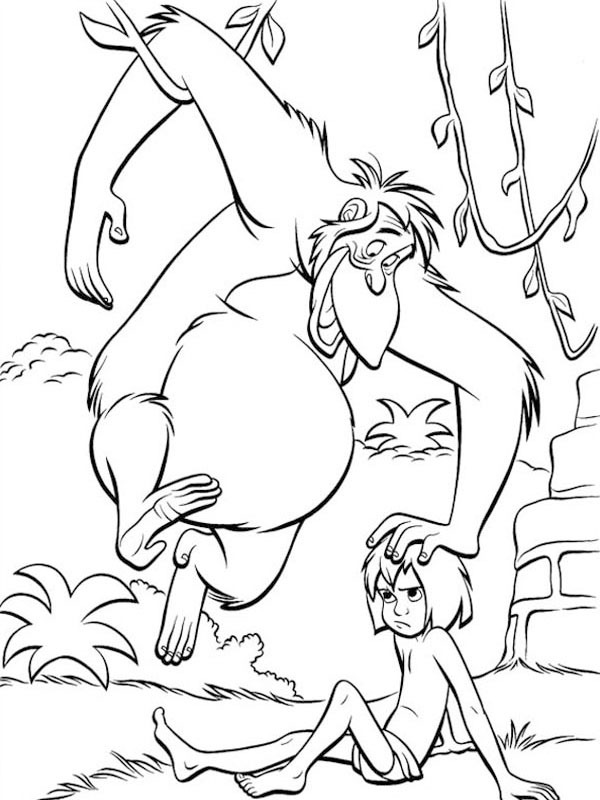 King Louie and Mowgli Coloring page