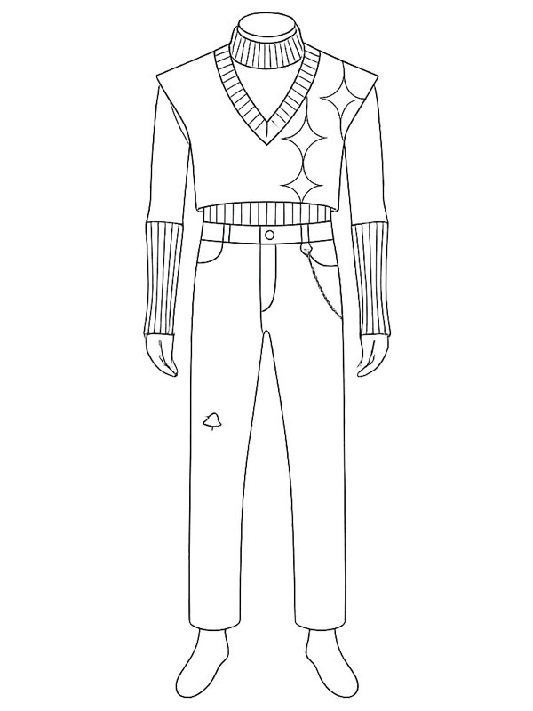 Mystery Saja costume Coloring page Mystery Saja costume Coloring page