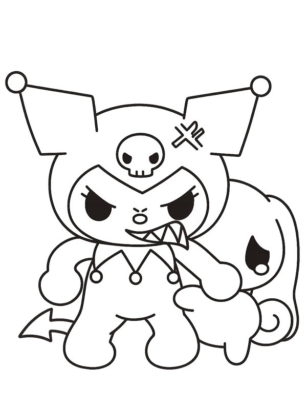 Kuromi protects Cinnamoroll Coloring page Kuromi protects Cinnamoroll Coloring page