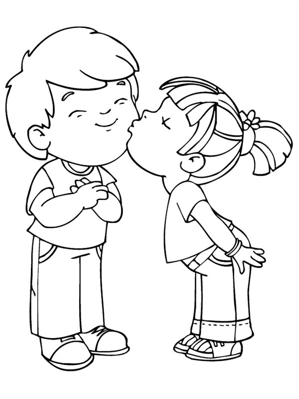give a kiss Coloring page