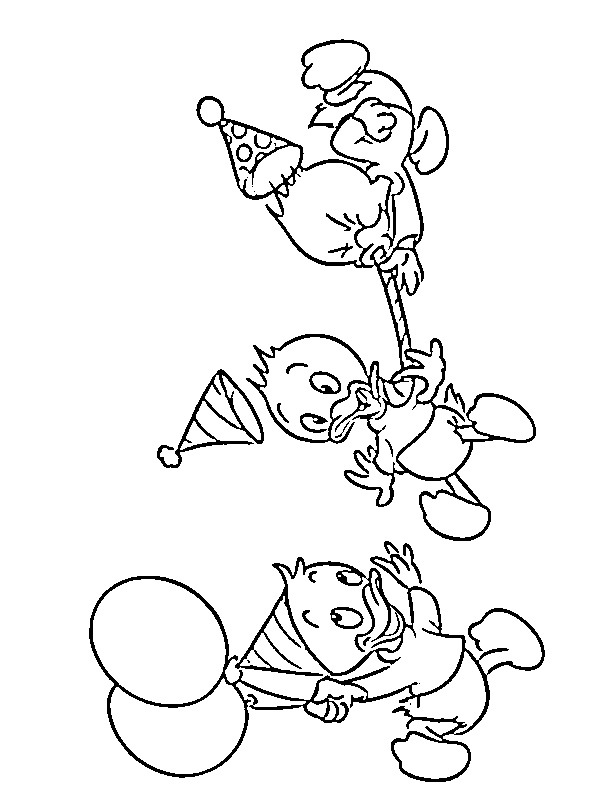 Huey, Dewey, and Louie birthday Coloring page Huey, Dewey, and Louie birthday Coloring page