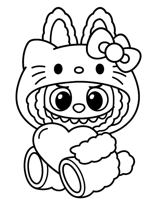 Labubu Hello Kitty Coloring page Labubu Hello Kitty Coloring page