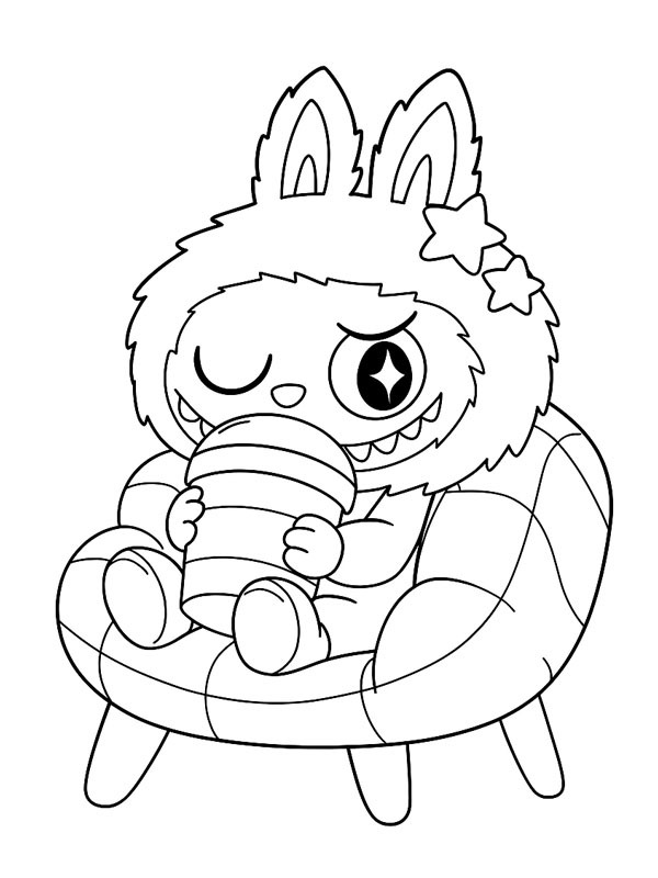 Labubu lies on a pillow Coloring page Labubu lies on a pillow Coloring page