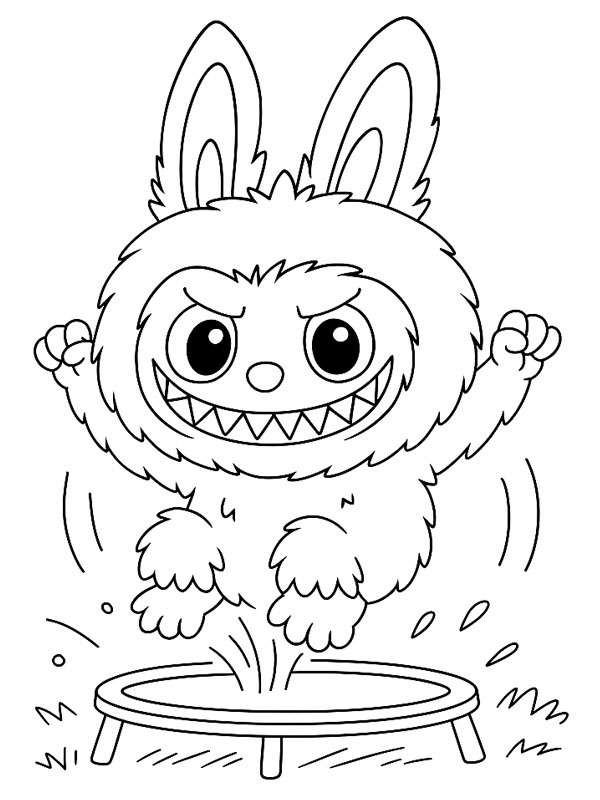 Labubu on the trampoline Coloring page Labubu on the trampoline Coloring page