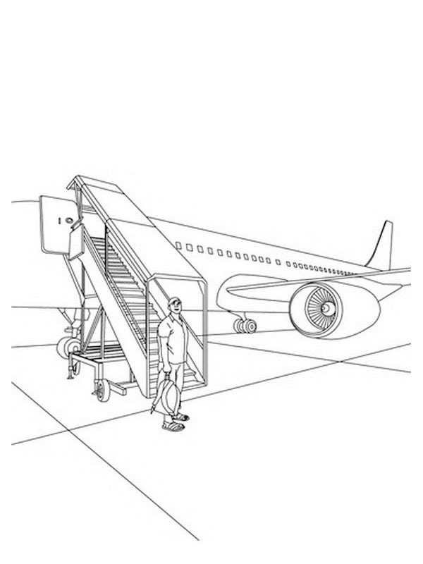 Ladder to the entrance of the aircraft Coloring page
