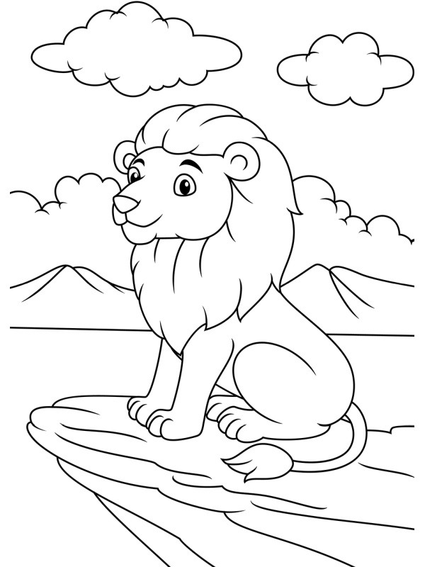 Lion on the rock Coloring page