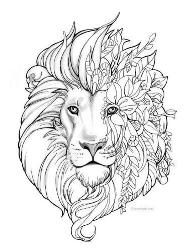 Lion Mandala tattoo Coloring page