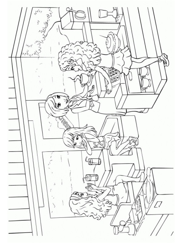 Lego Friends in the restaurant Coloring page