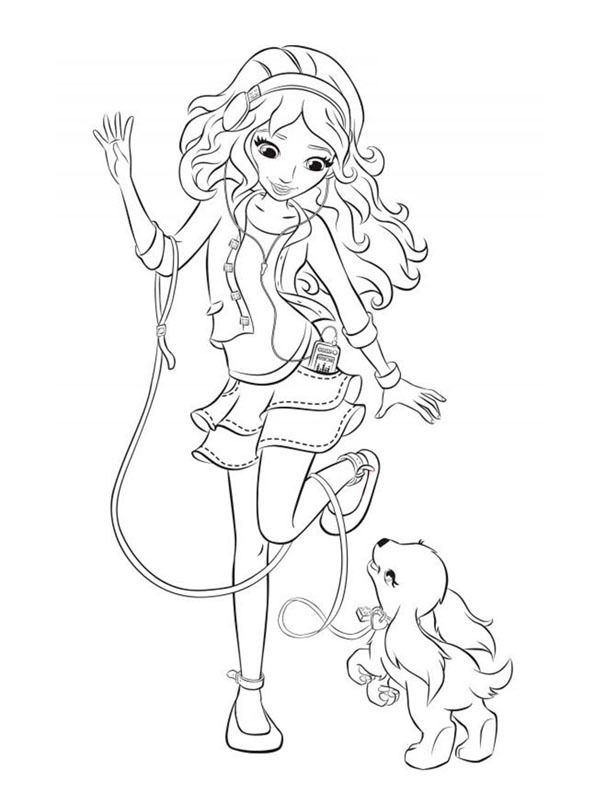 Stephanie and dog Dash (Lego friends) Coloring page
