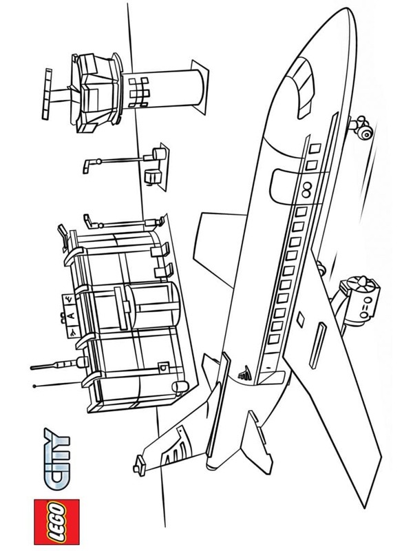 lego airplaine on airport Coloring page lego airplaine on airport Coloring page