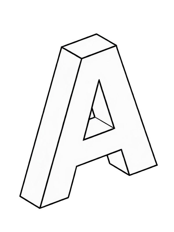 Letter A 3D Coloring page