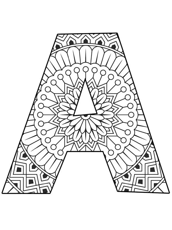 Letter A Mandala Coloring page Letter A Mandala Coloring page