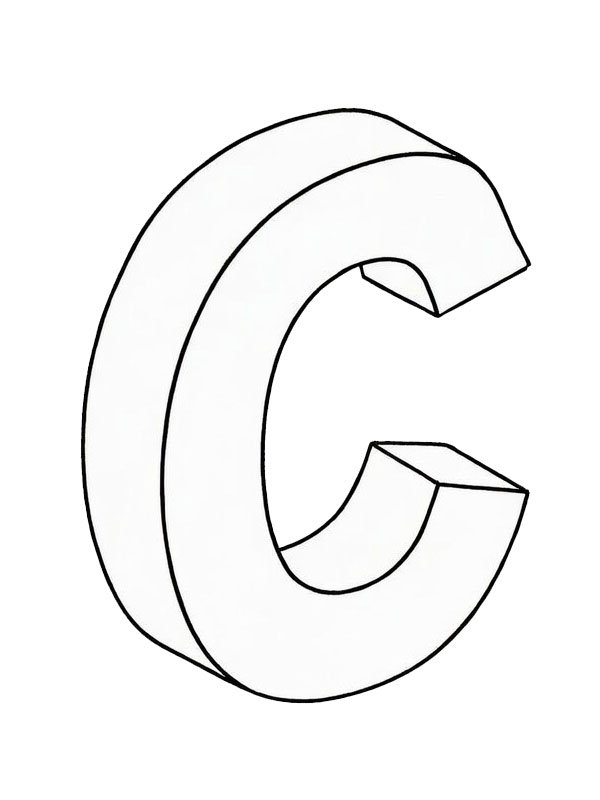 Letter C 3D Coloring page