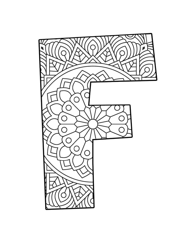 Letter F Mandala Coloring page Letter F Mandala Coloring page