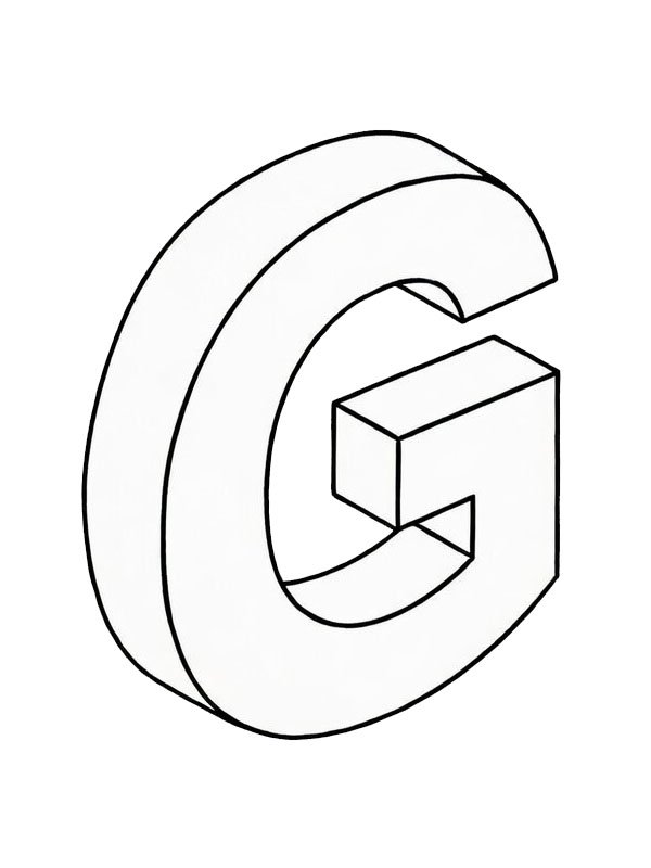 Letter G 3D Coloring page