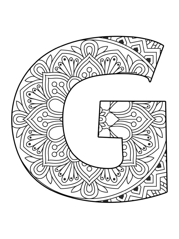 Letter G Mandala Coloring page Letter G Mandala Coloring page