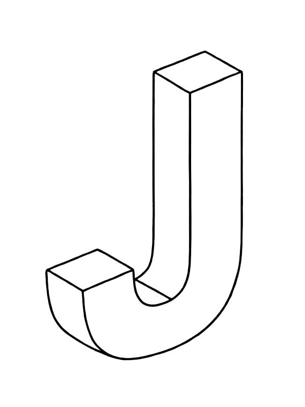 Letter J 3D Coloring page