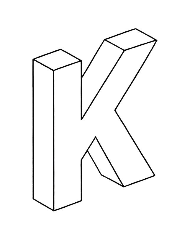 Letter K 3D Coloring page