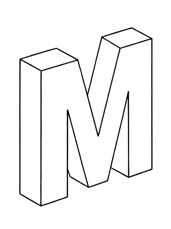 Letter M 3D Coloring page