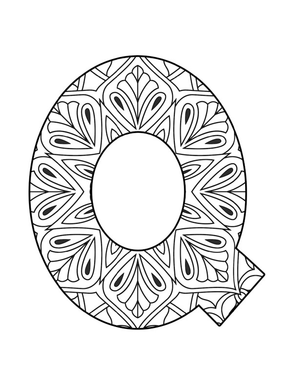 Letter Q Mandala Coloring page Letter Q Mandala Coloring page
