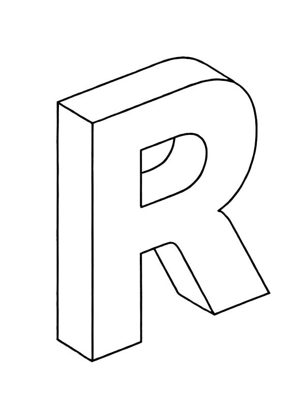 Letter R 3D Coloring page