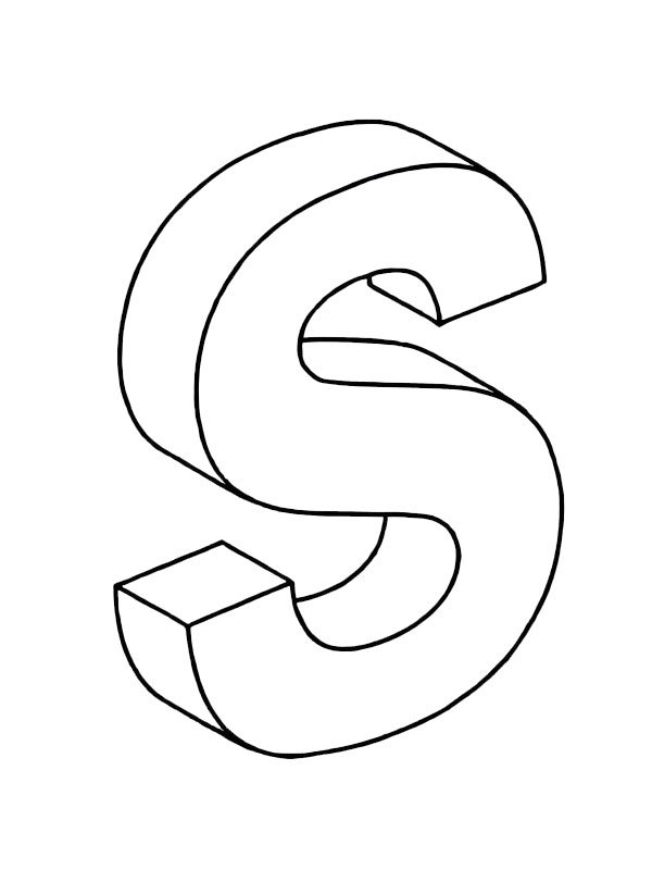 Letter S 3D Coloring page