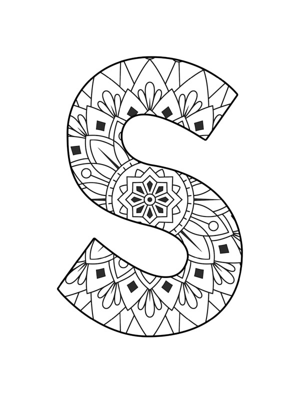 Letter S Mandala Coloring page Letter S Mandala Coloring page