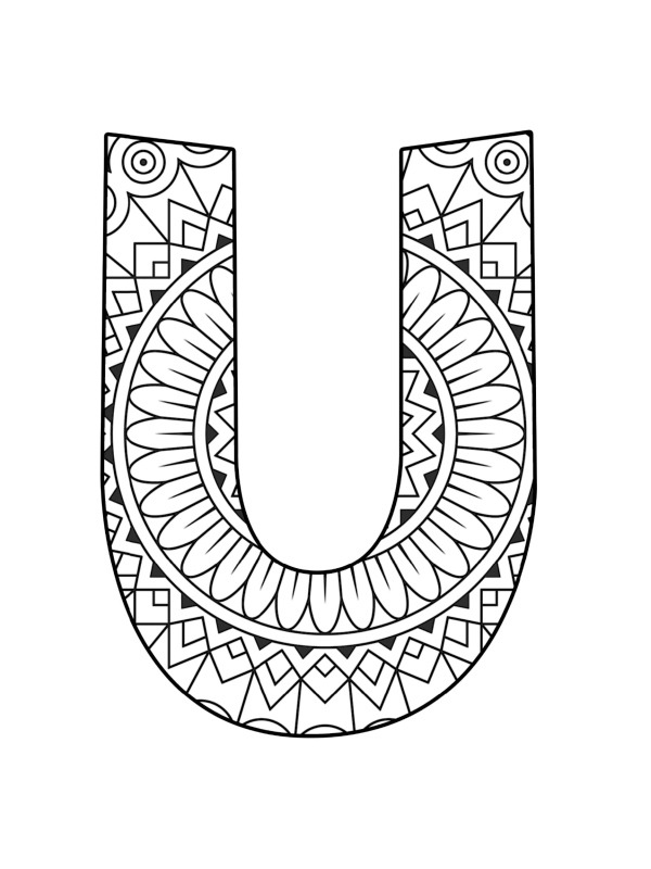 Letter U Mandala Coloring page Letter U Mandala Coloring page