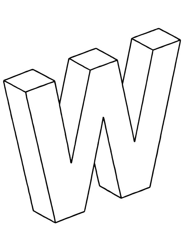Letter W 3D Coloring page