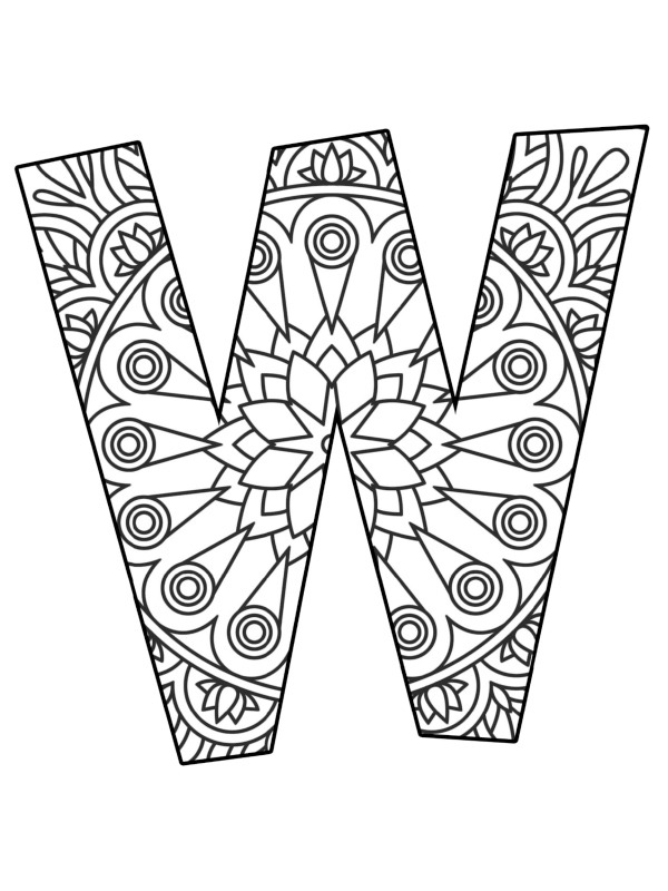 Letter W Mandala Coloring page Letter W Mandala Coloring page