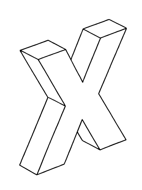 Letter X 3D Coloring page