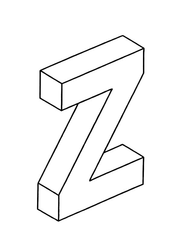 Letter Z 3D Coloring page