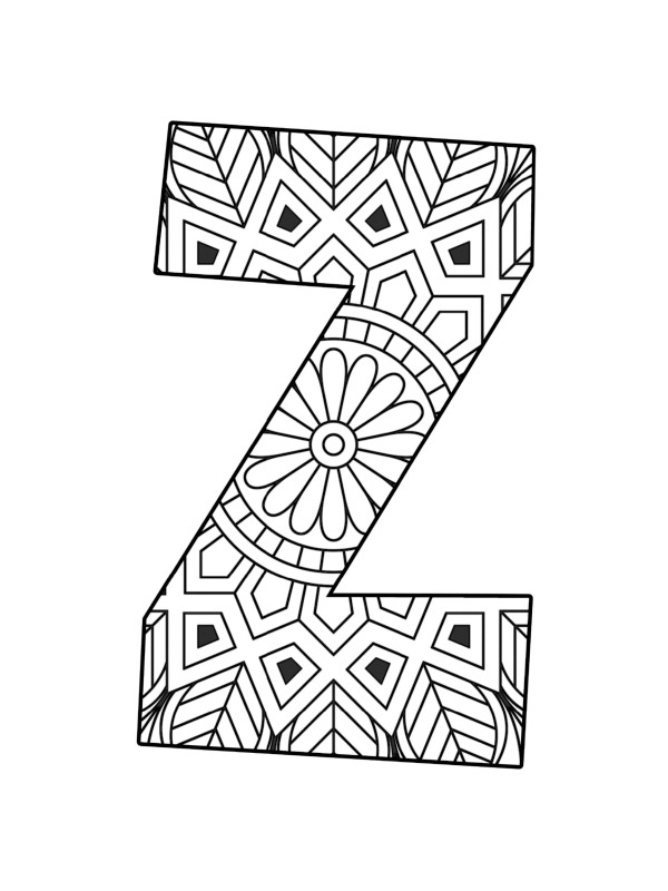 Letter Z Mandala Coloring page Letter Z Mandala Coloring page