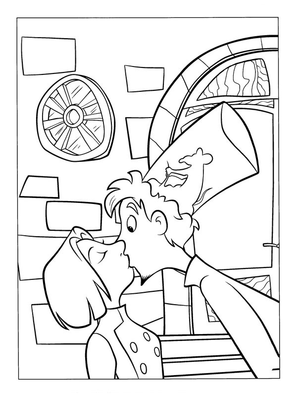 Linguini gives Colette a kiss Coloring page Linguini gives Colette a kiss Coloring page