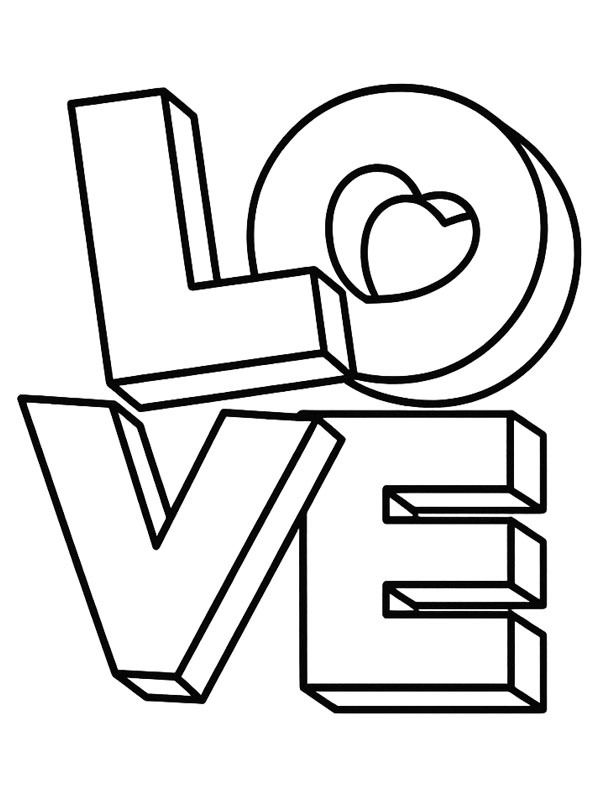 Love 3D Coloring page