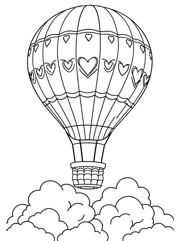Hot air balloon in the clouds Coloring page Hot air balloon in the clouds Coloring page