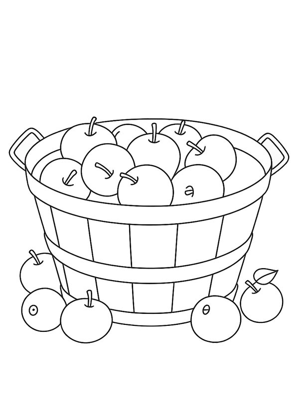 Basket with apples Coloring page