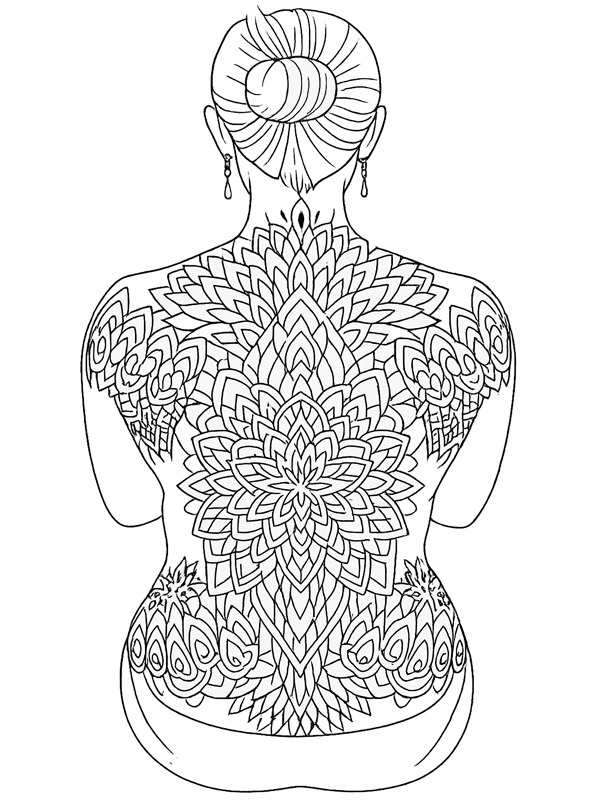 Mandala full back tattoo Coloring page Mandala full back tattoo Coloring page