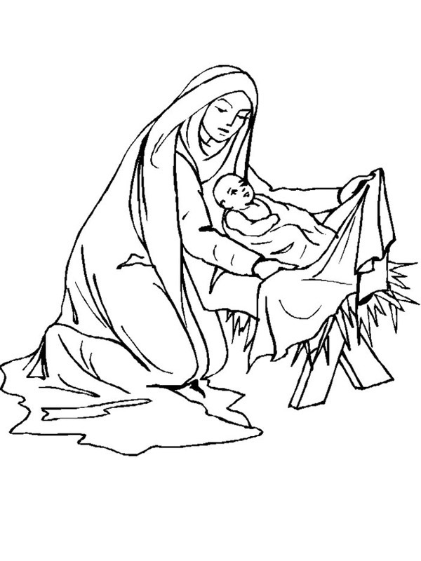 Mary and Jezus Coloring page
