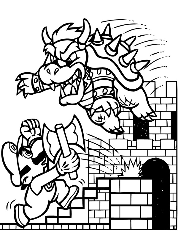 Mario and the enemy Coloring page Mario and the enemy Coloring page