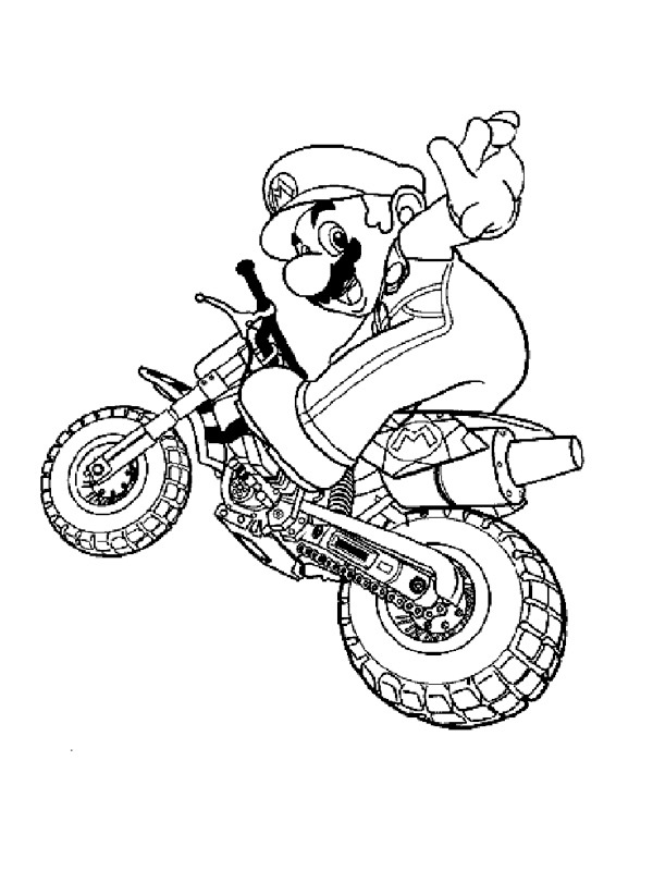 Mario on the motor Coloring page Mario on the motor Coloring page