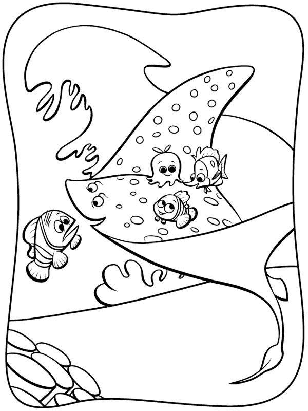Marlin brings Nemo to school Coloring page Marlin brings Nemo to school Coloring page
